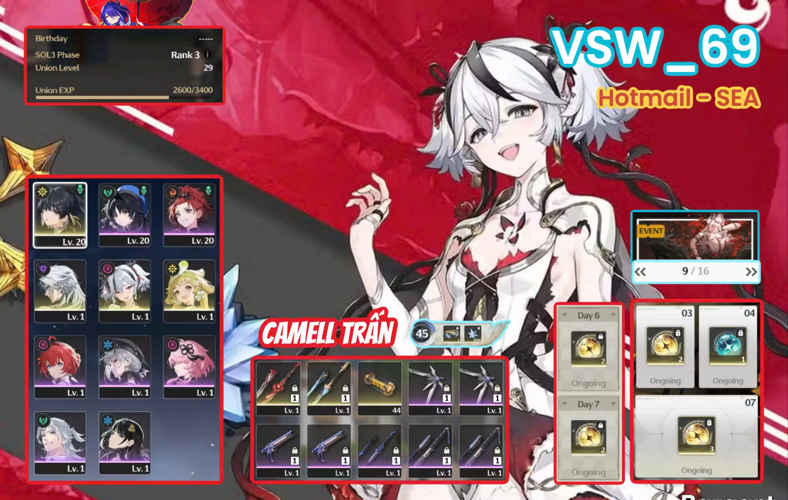 [ VSW_69 SIÊU PHẨM WAIFU ] CAMELLYA TRẤN + VERNIA +CALCHARO + MAIN TRẤN. 9 TRANG BANNER LIMIT. ZIN CỰC NHIỀU QUEST / EVENT!!