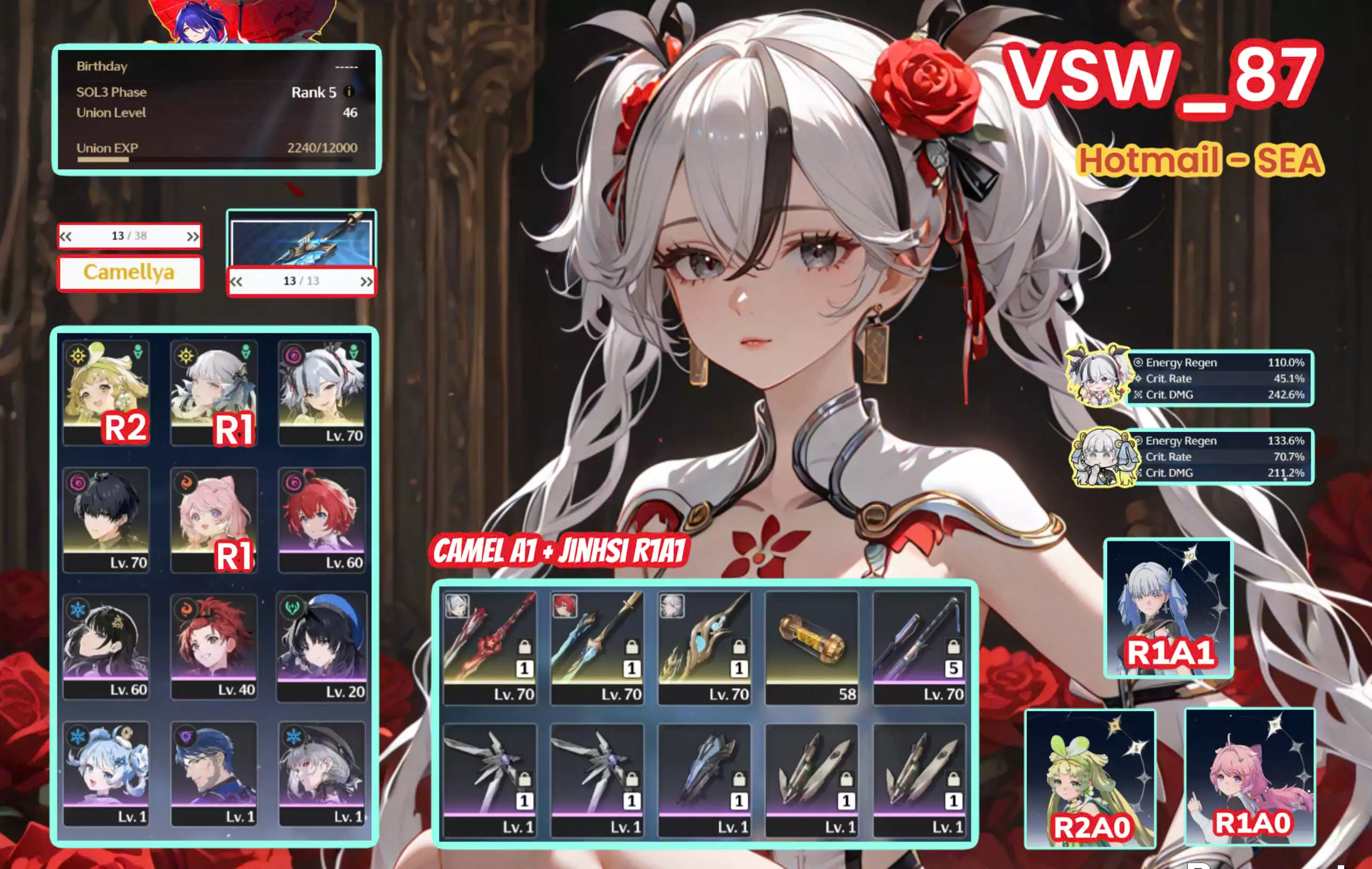 [ VSW_87 SIÊU PHẨM WAIFU - MAIN NAM ] CAMELLYA TRẤN + JINHSI R1 TRẤN + VERINA R2 + ENCORE R1 + MAIN TRẤN. 13 TRANG BANNER LIMIT. 13 TRANG BANENR VK THƯỜNG. CỰC NHIỀU QUEST / EVENT!!