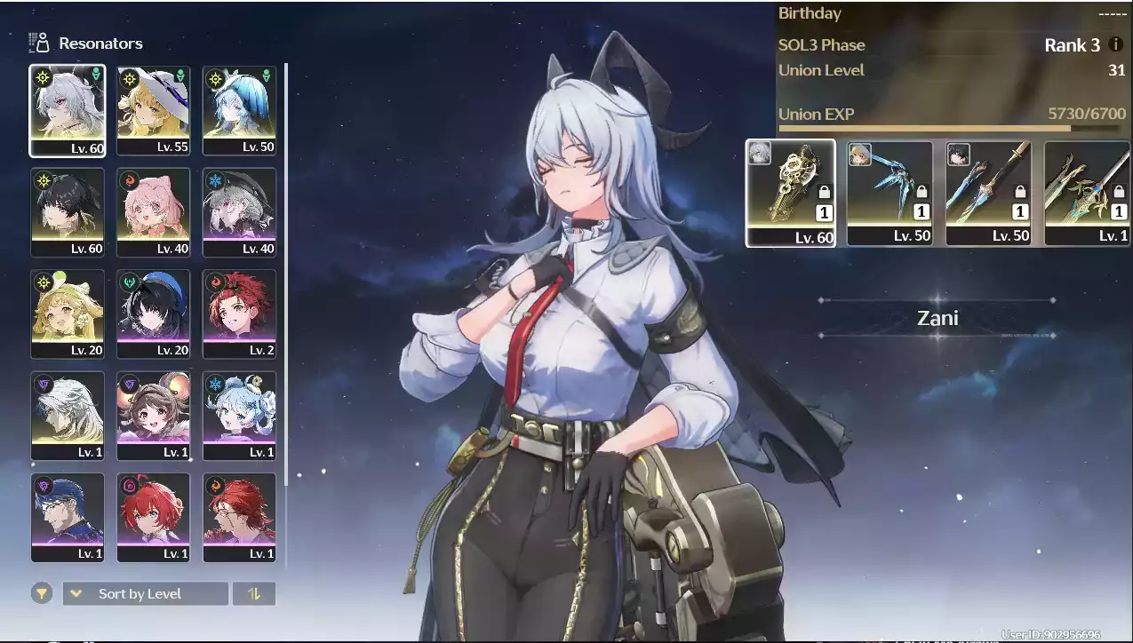 (SEA) UL31 Zani Trấn + Phoebe + Shorekeeper + Verina + Encore(Map còn 90%)