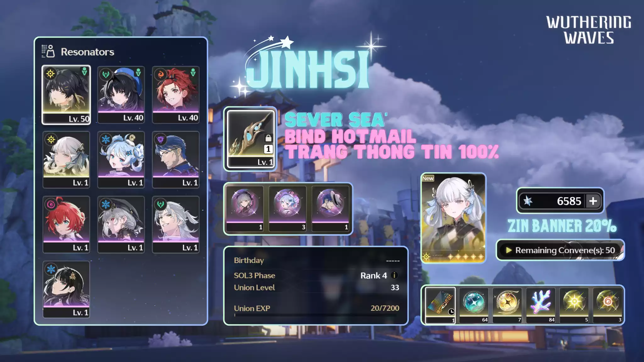 [Sea][UL33] Jinhsi Trấn + 6k5 Astrie
