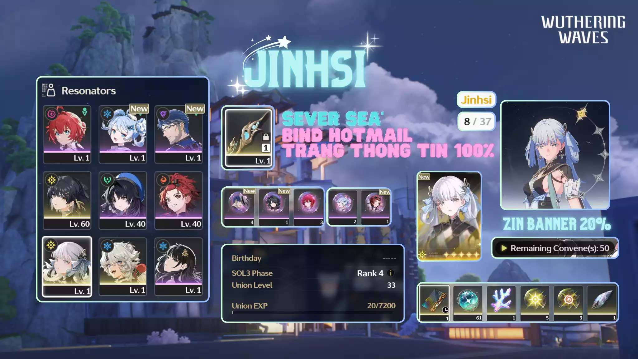 [Sea][Ul33] Jinhsi C1 Trấn