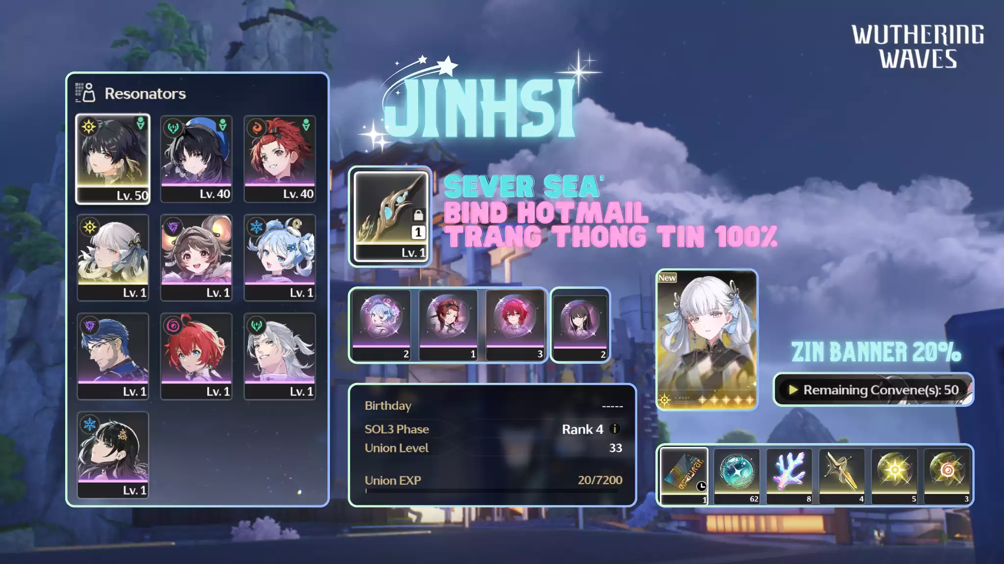 [Sea][UL33] Jinhsi Trấn