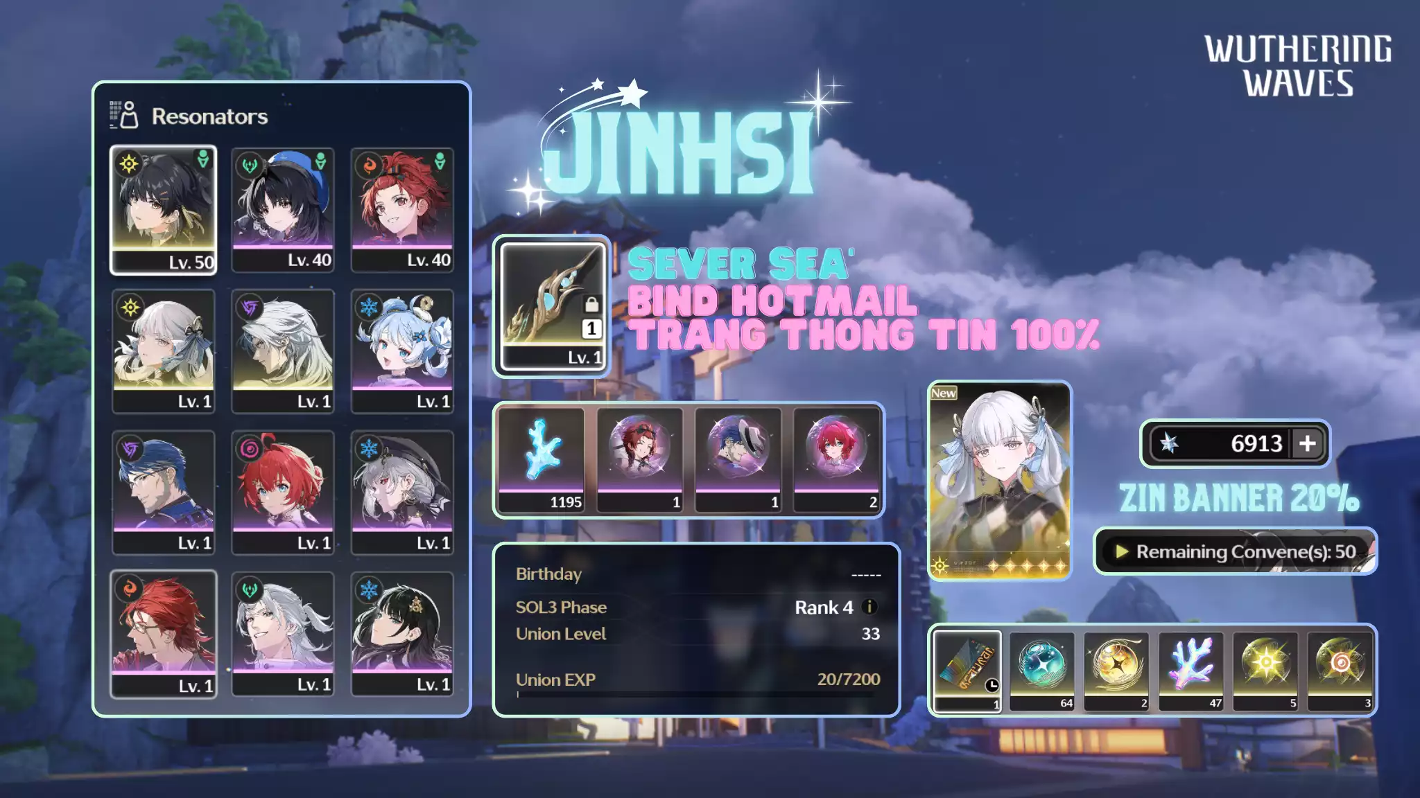 [Sea][Ul33] Jinhsi Trấn + 6k9 Astrie