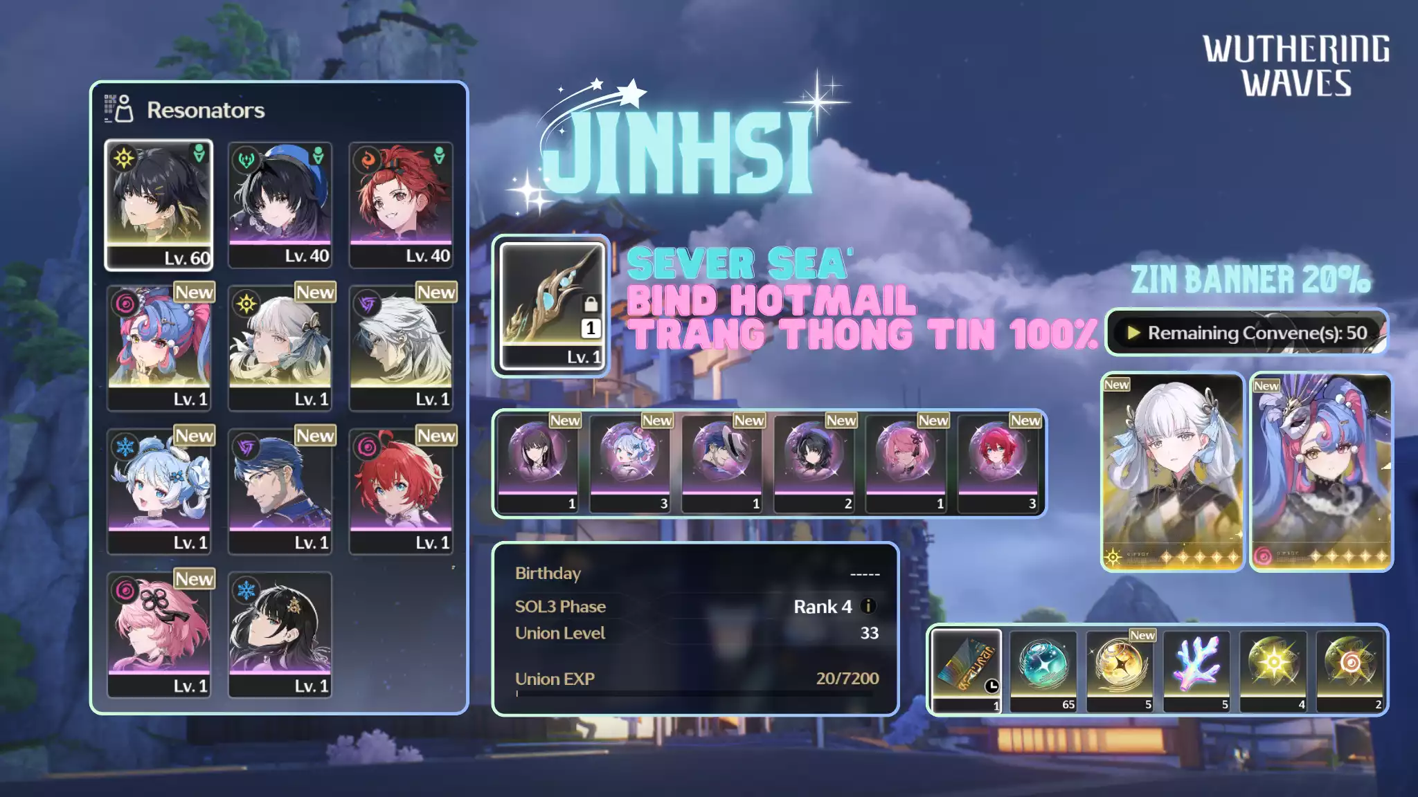 [Sea][UL33] Jinhsi Trấn + Roccia