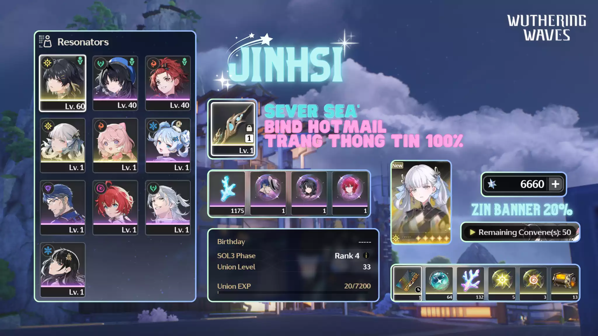 [Sea][UL33] Jinhsi Trấn + 6k6 Astrie