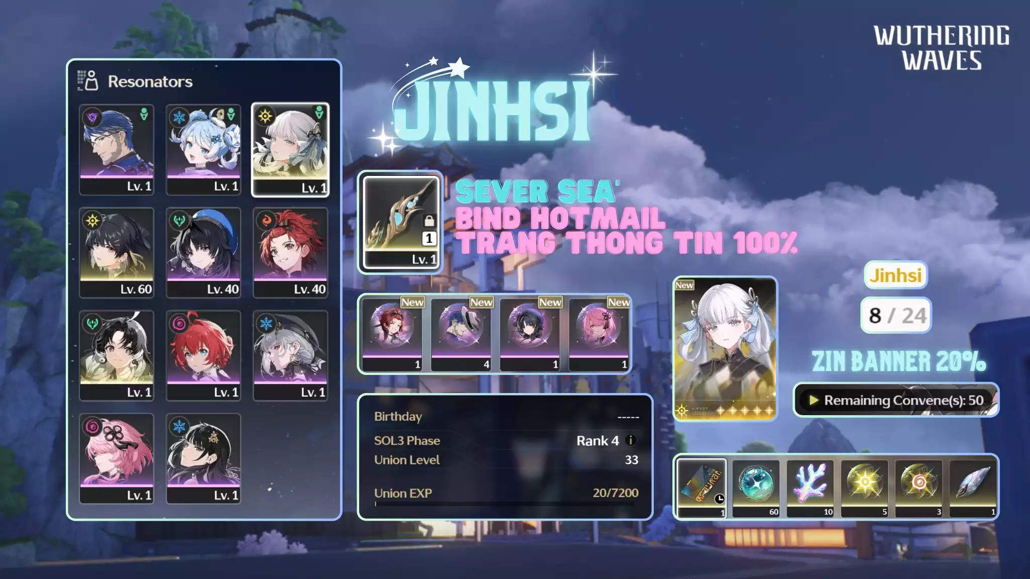 [Sea][UL33] Jinhsi Trấn