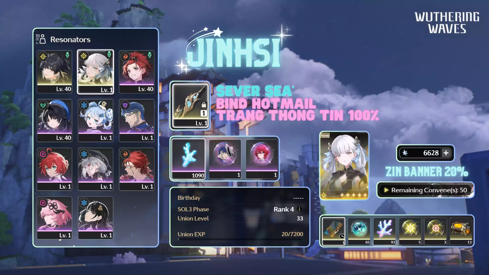 [Sea][UL33] Jinhsi Trấn + 6k6 Astrie