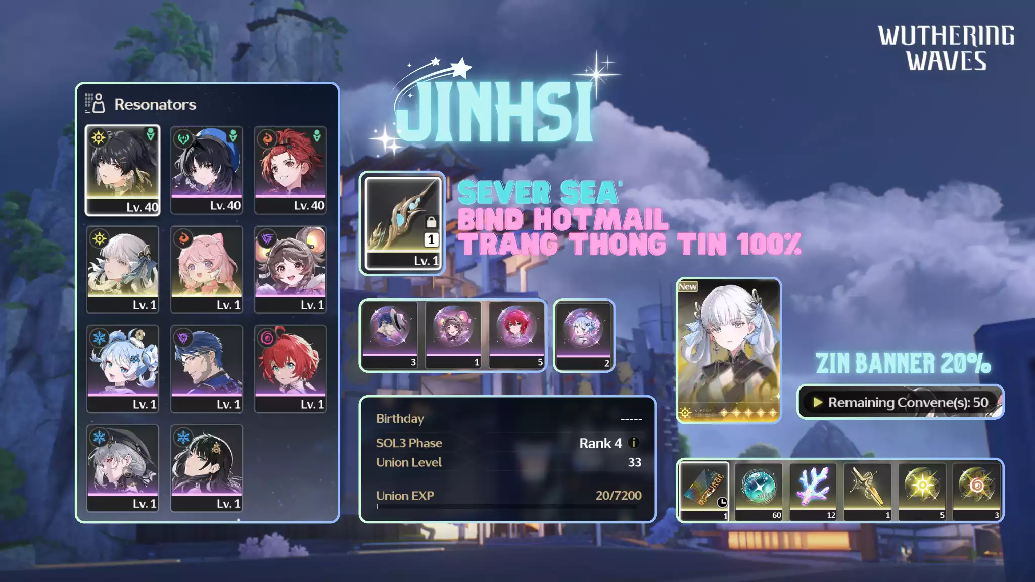 [Sea][UL33] Jinhsi Trấn