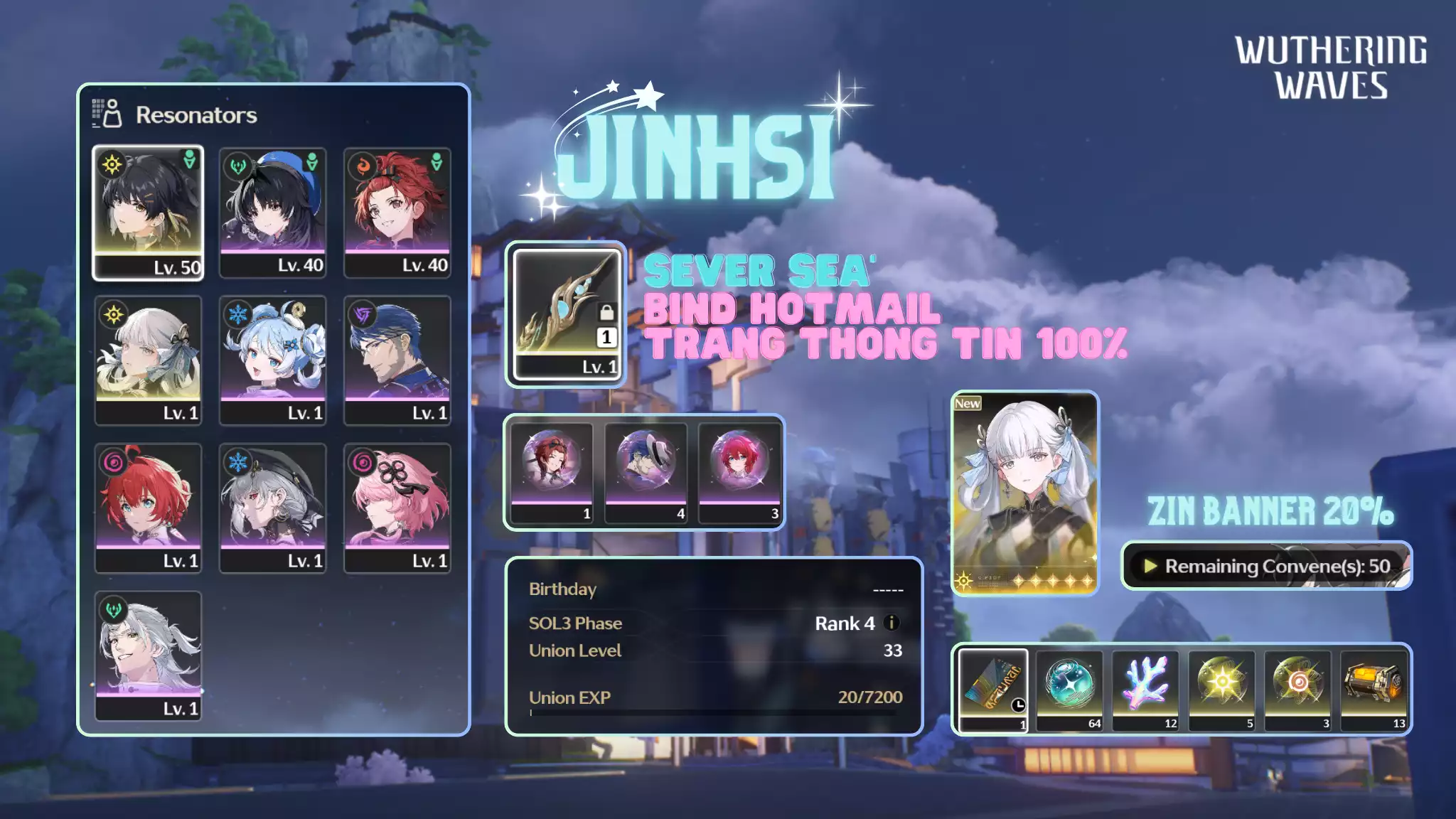 [Sea][UL33] Jinhsi Trấn