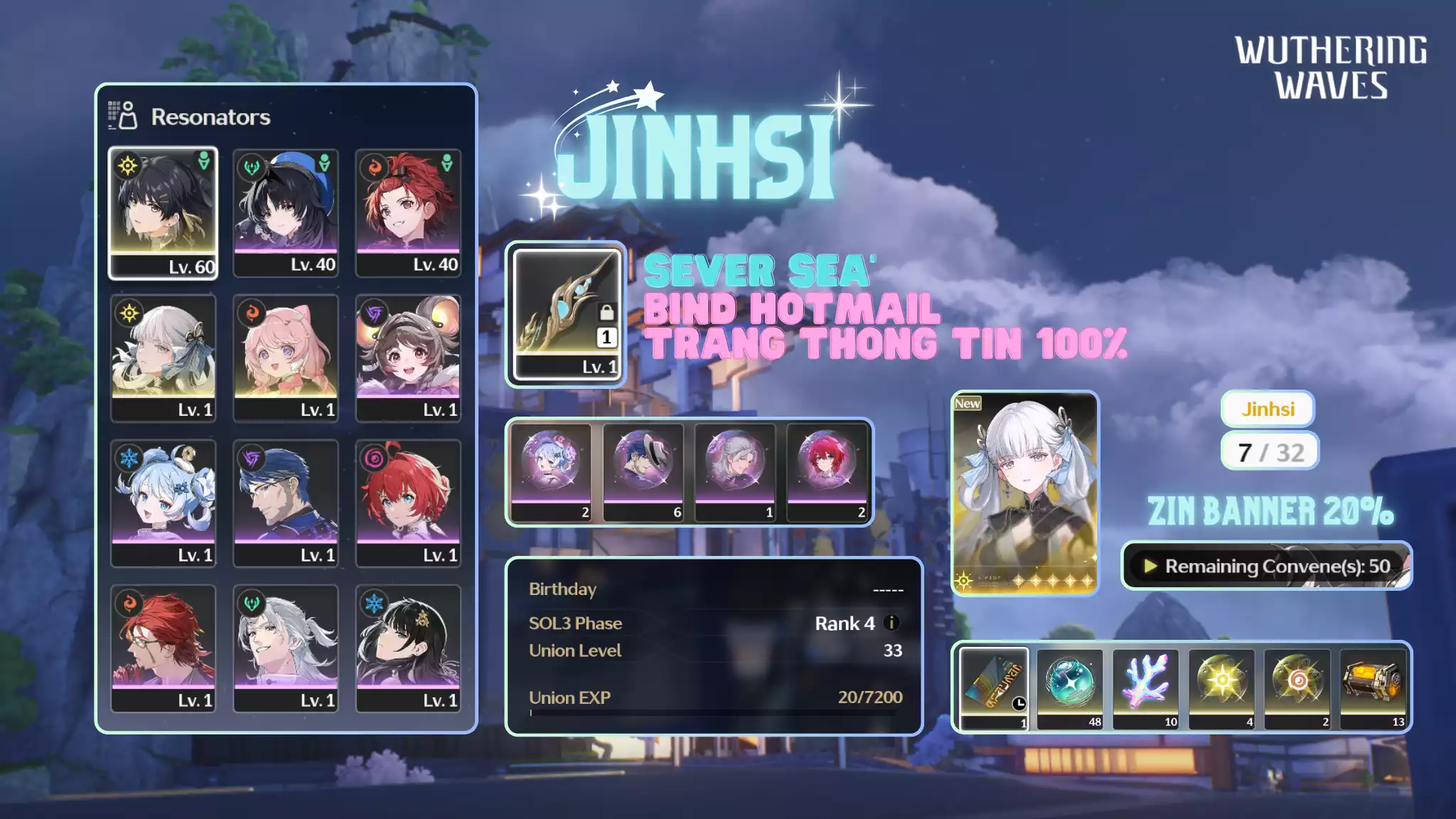 [Sea][UL33] Jinhsi Trấn