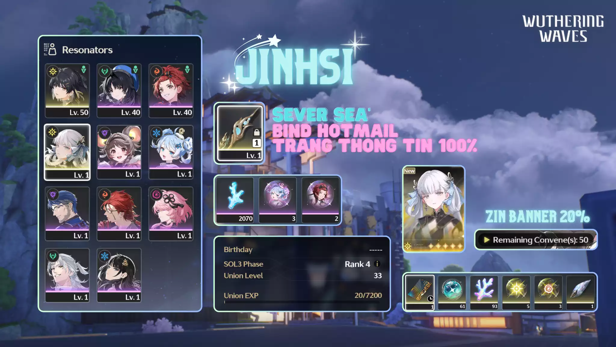 [Sea][UL33] Jinhsi Trấn