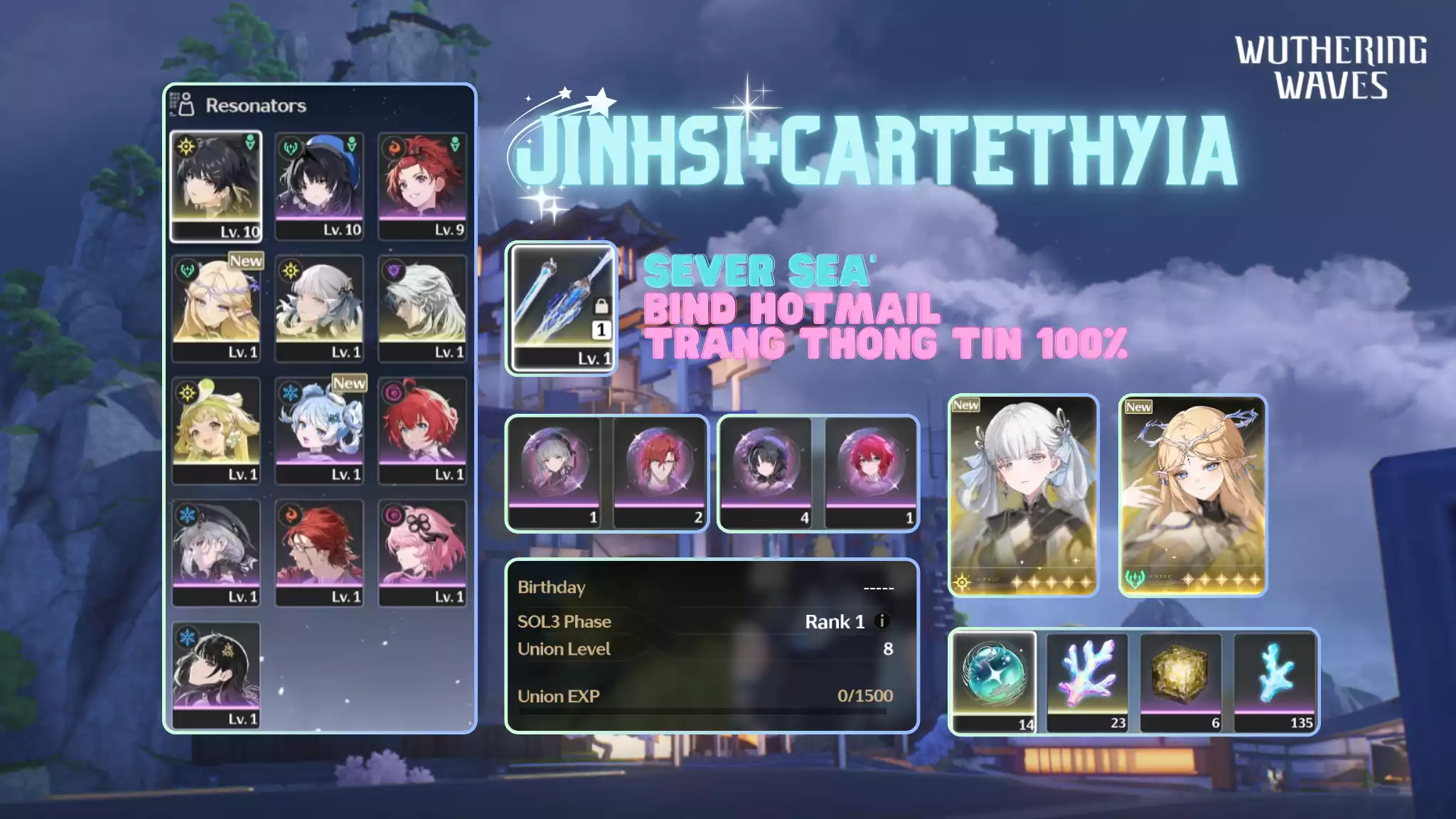 [Sea][UL8] Jinhsi + Cartethya Trấn