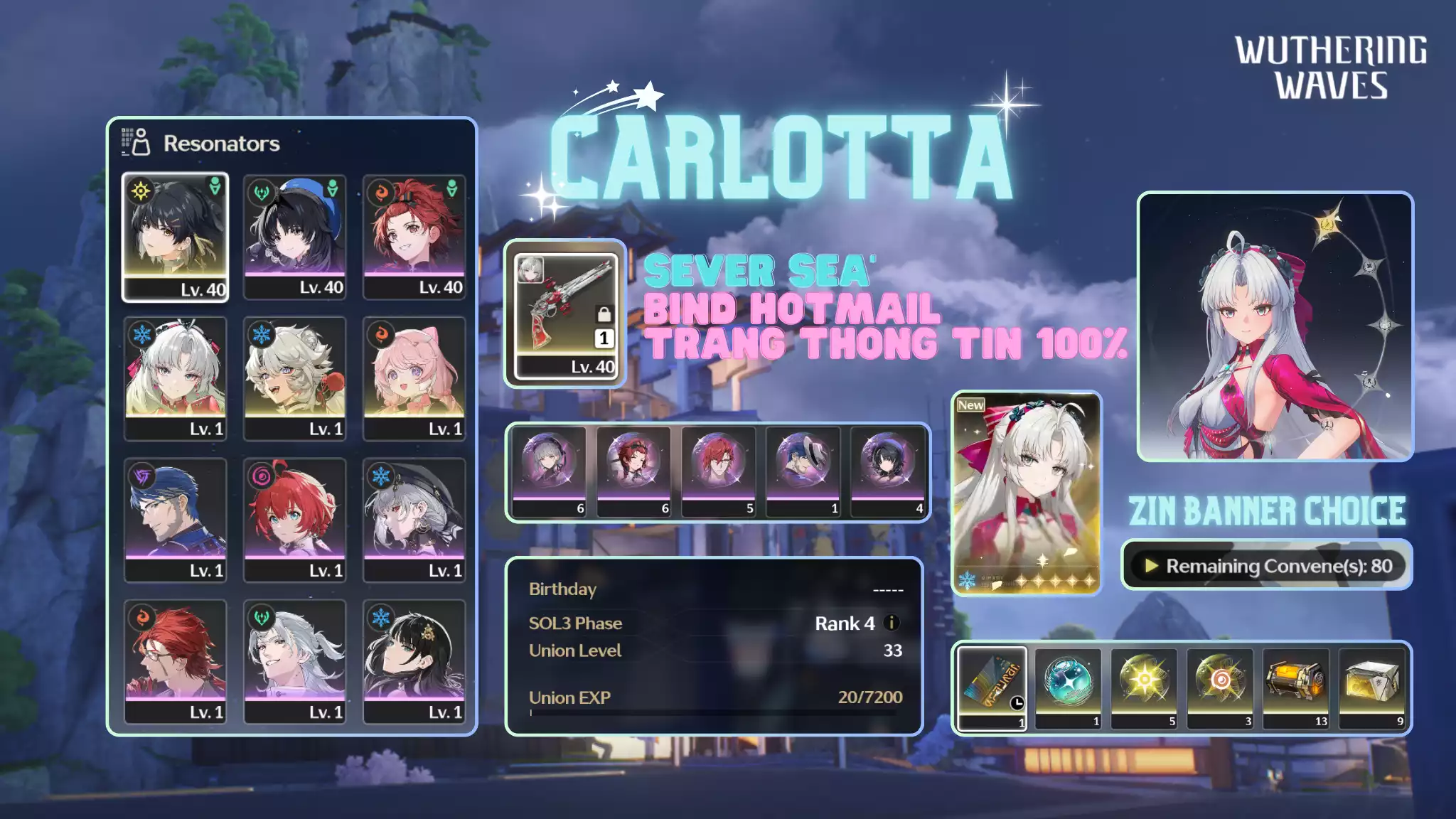 [Sea][UL33] Carlotta C1 Trấn