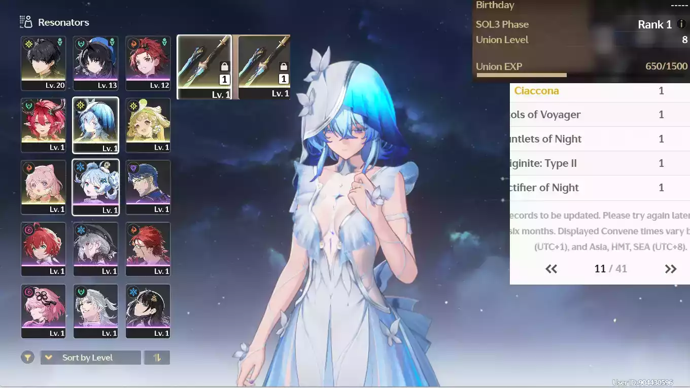 (SEA) UL8 Ciaccona + Shorekeeper + Verina + Encore