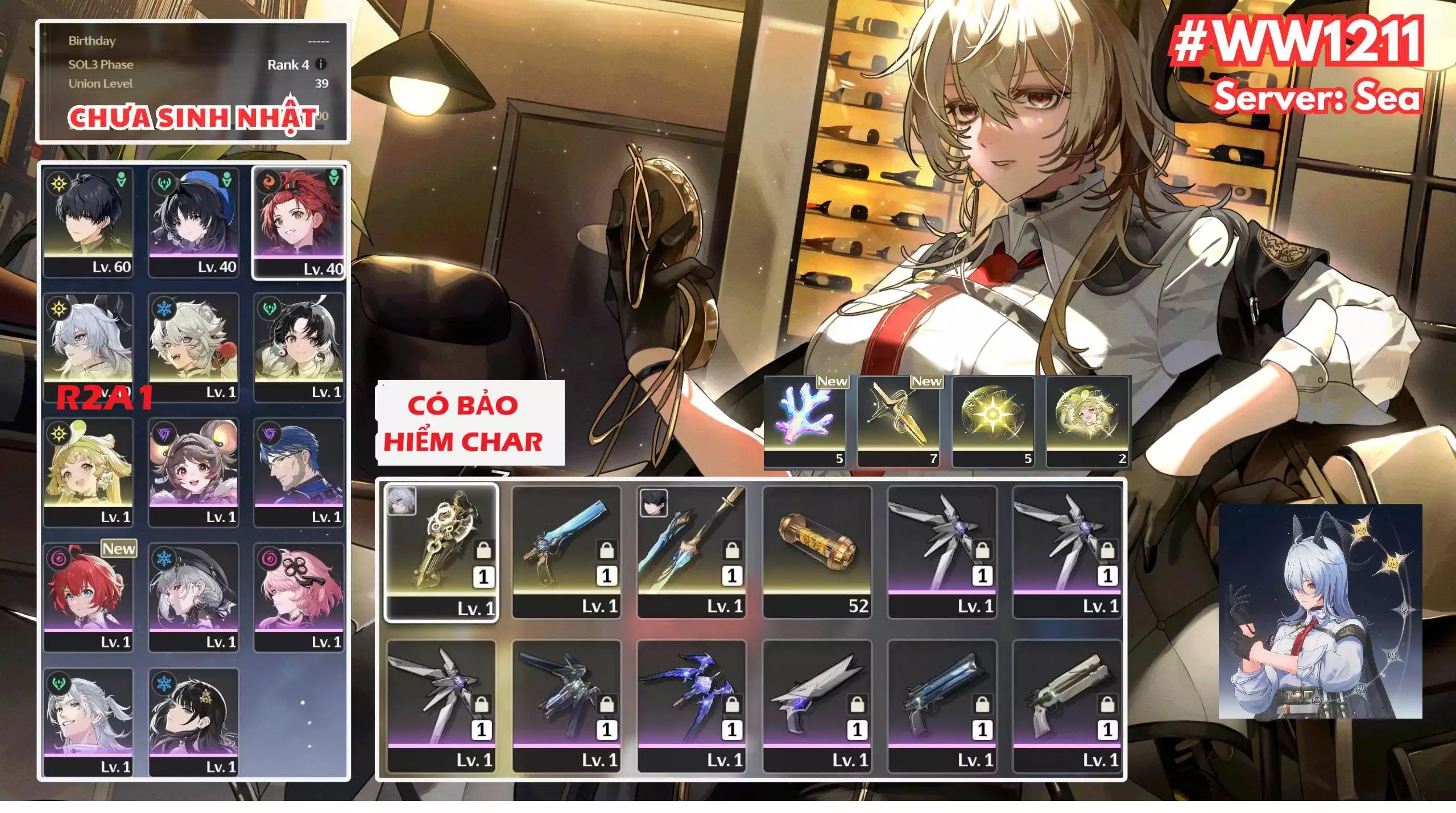[ ACC VIP ] WW1211 Zani rc2 trấn + BẢO Hiểm
