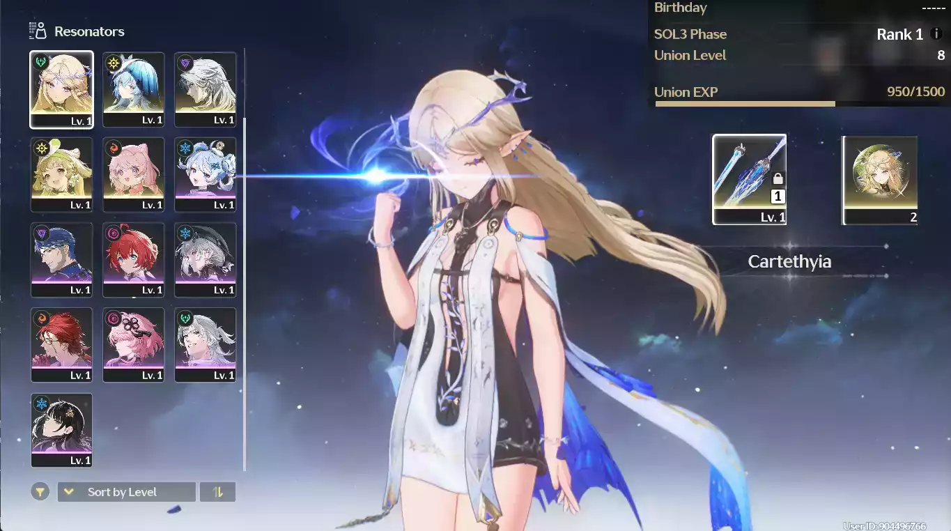 (Acc Này Chơi Cũng Tạm Được :V)(SEA) UL8 Cartethyia C2R1 + Shorekeeper + Verina + Encore(Zin Map Zin Nhiệm Vụ)