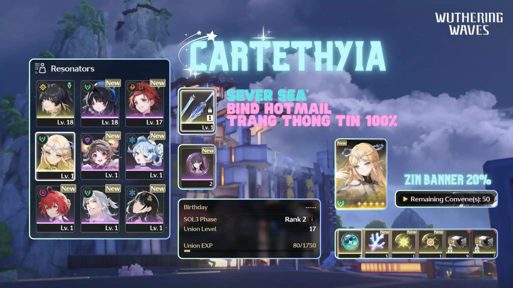 [Sea][UL17] Cartethyia Trấn