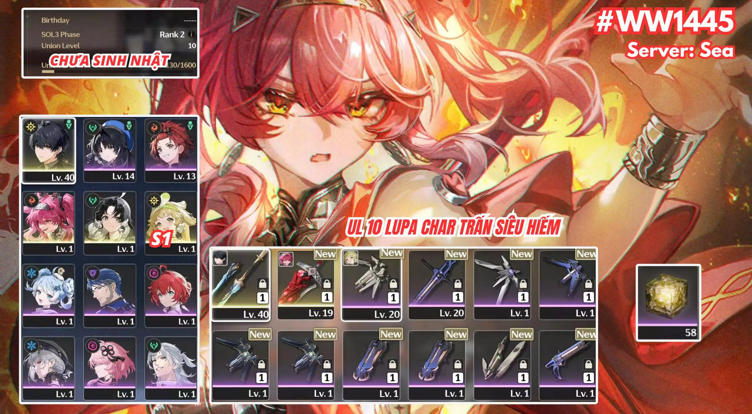 [ ACC VIP ] WW1445 LUPA R0A1 UL10 SIÊU HIẾM