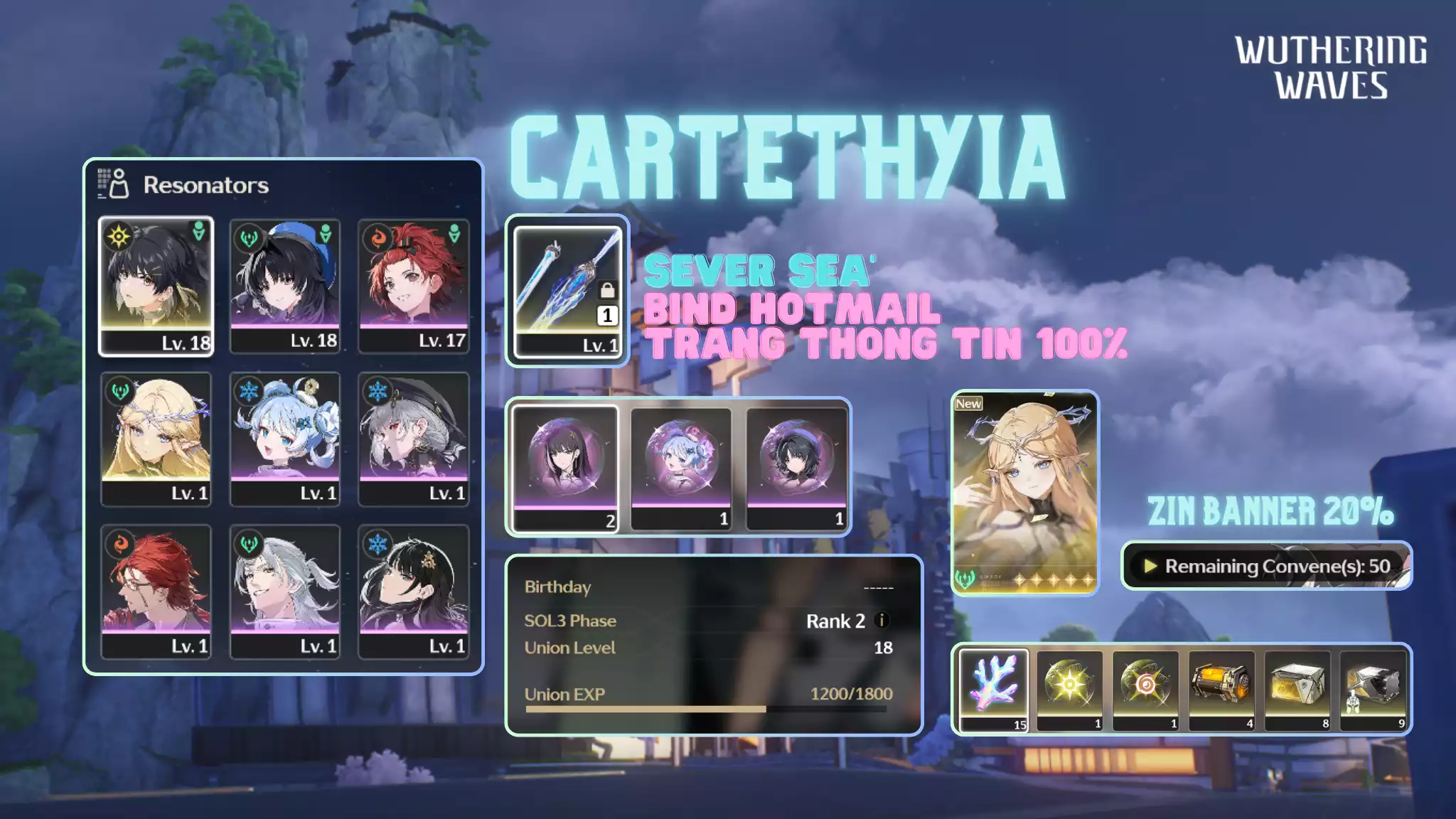 [Sea][UL18] Cartethyia Trấn