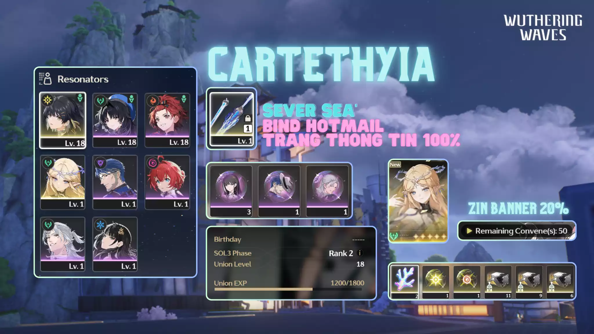 [Sea][UL18] Cartethyia Trấn