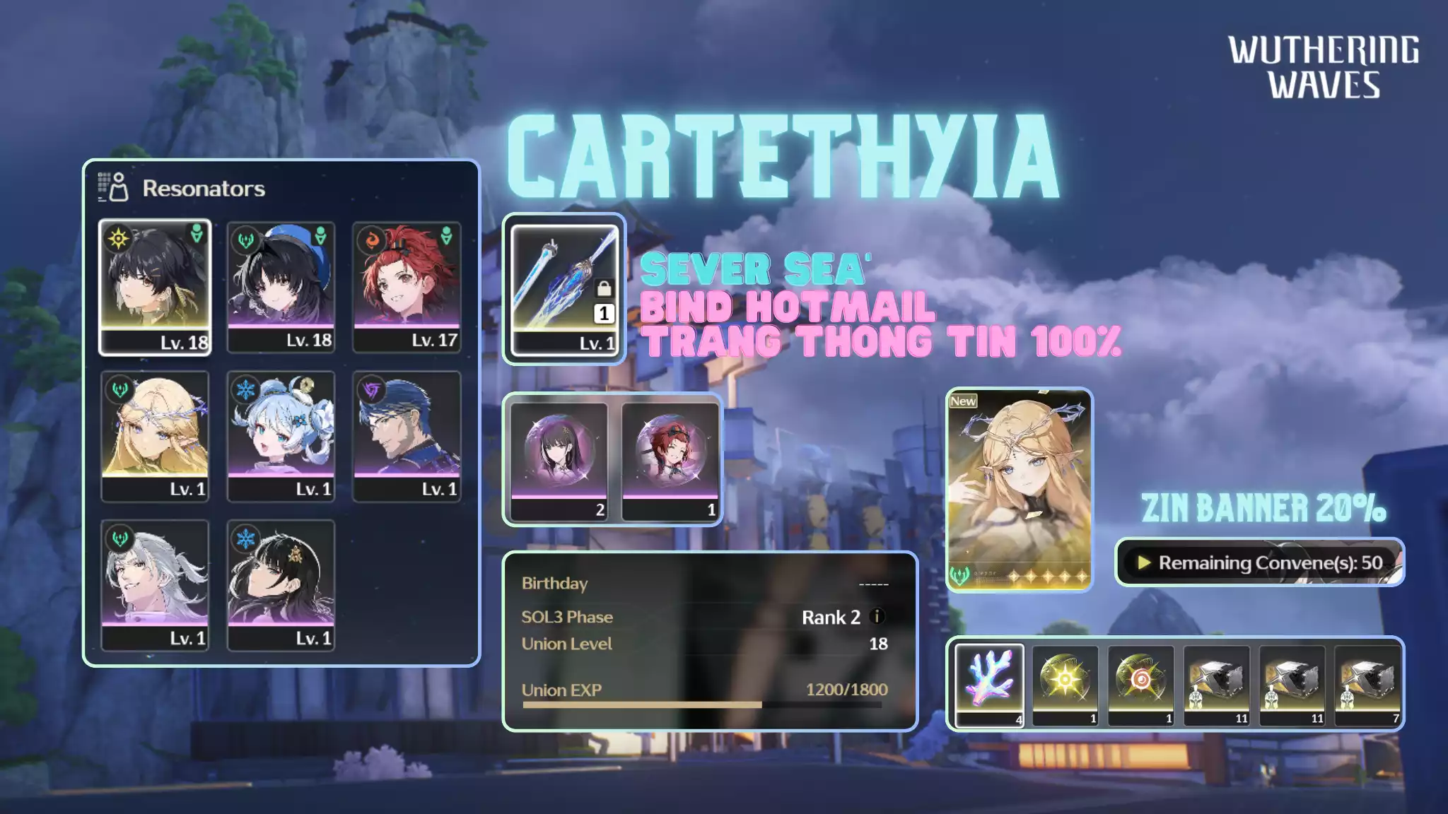 [Sea][UL18] Cartethyia Trấn