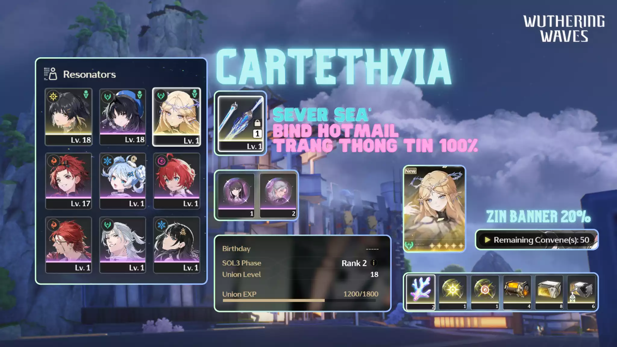 [Sea][UL18] Cartethyia Trấn