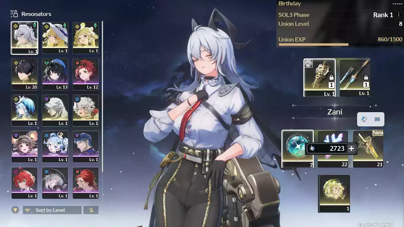 (SEA) UL8 Zani Trấn + Phoebe + Shorekeeper + ~40 vé  + Verina RC1(Zin Map Zin Nhiệm Vụ)