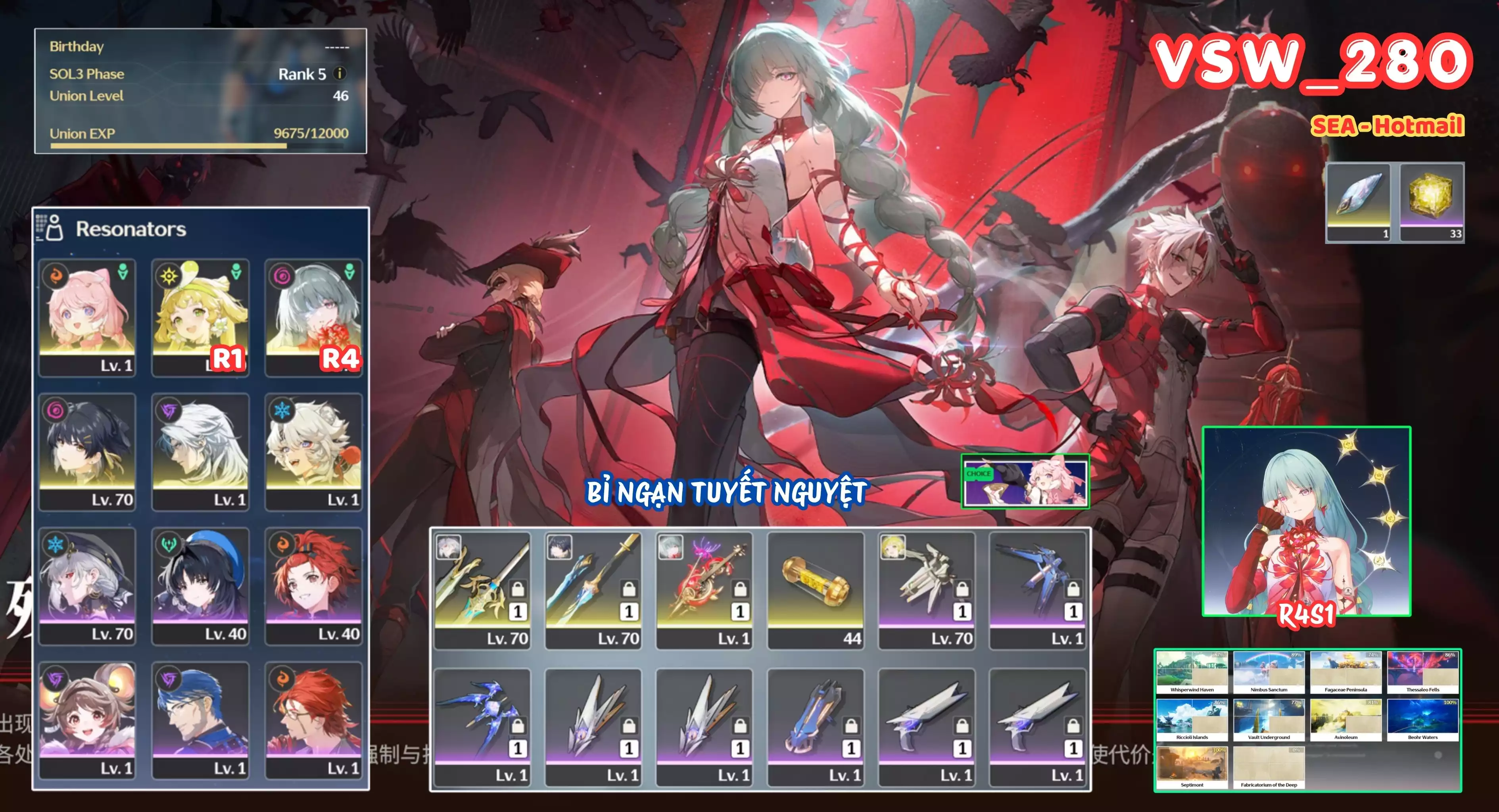 [ VSW_280 SIÊU PHẨM BỈ NGẠN SÁT TUYỆT ] PHROLOVA R4 TRẤN + VERINA R1 + ENCORE + CALCHARO + LINGYANG. 33 NHỰA. ZIN BANNER 5* TỰ CHỌN. CÒN NHIỀU QUEST / EVENT!!