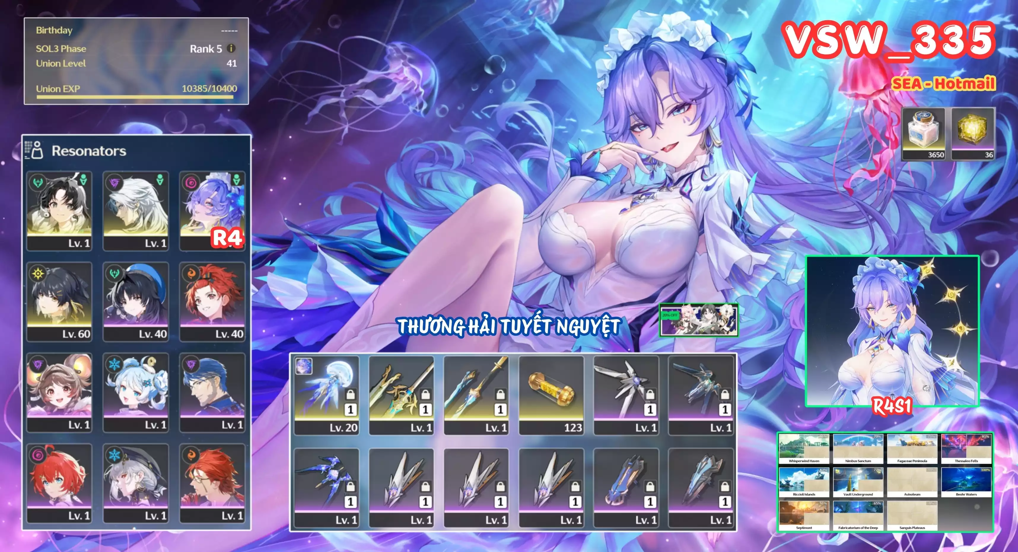 [ VSW_335 SIÊU PHẨM THƯƠNG HẢI TUYẾT NGUYỆT ] CANTARELLA R4 TRẤN + CALCHARO + JIANXIN + MAIN TRẤN. 36 NHỰA. ZIN BANNER 5* TÂN THỦ. CÒN NHIỀU QUEST / EVENT!!