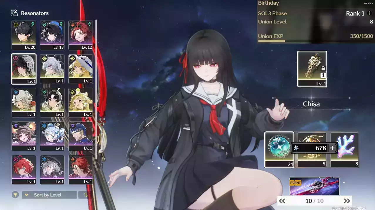 (SEA) UL8 Zani Trấn + Phoebe + Chisa + Verina + Banner Vũ khí hơn 10 trang +10 vé(Zin Map, Zin nhiệm vụ)