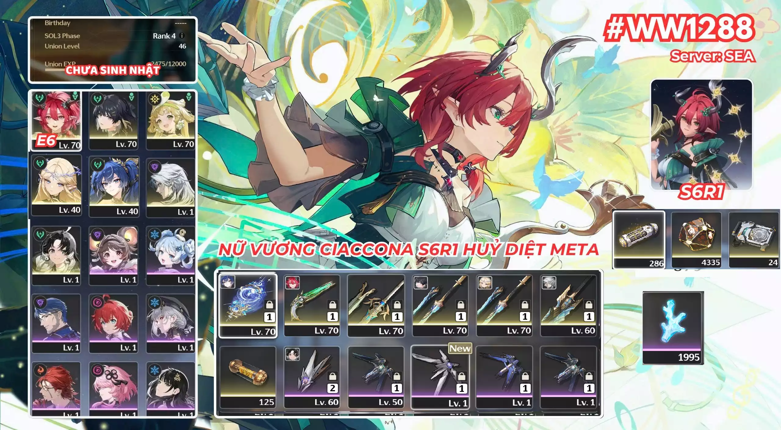 [ SIÊU PHẨM HẠT DẺ CUNG MỆNH CAO CÒN TÀI NGUYÊN ] WW1288 CIACCONA R6A1 + CARTETHYIA + Iuno R0A1