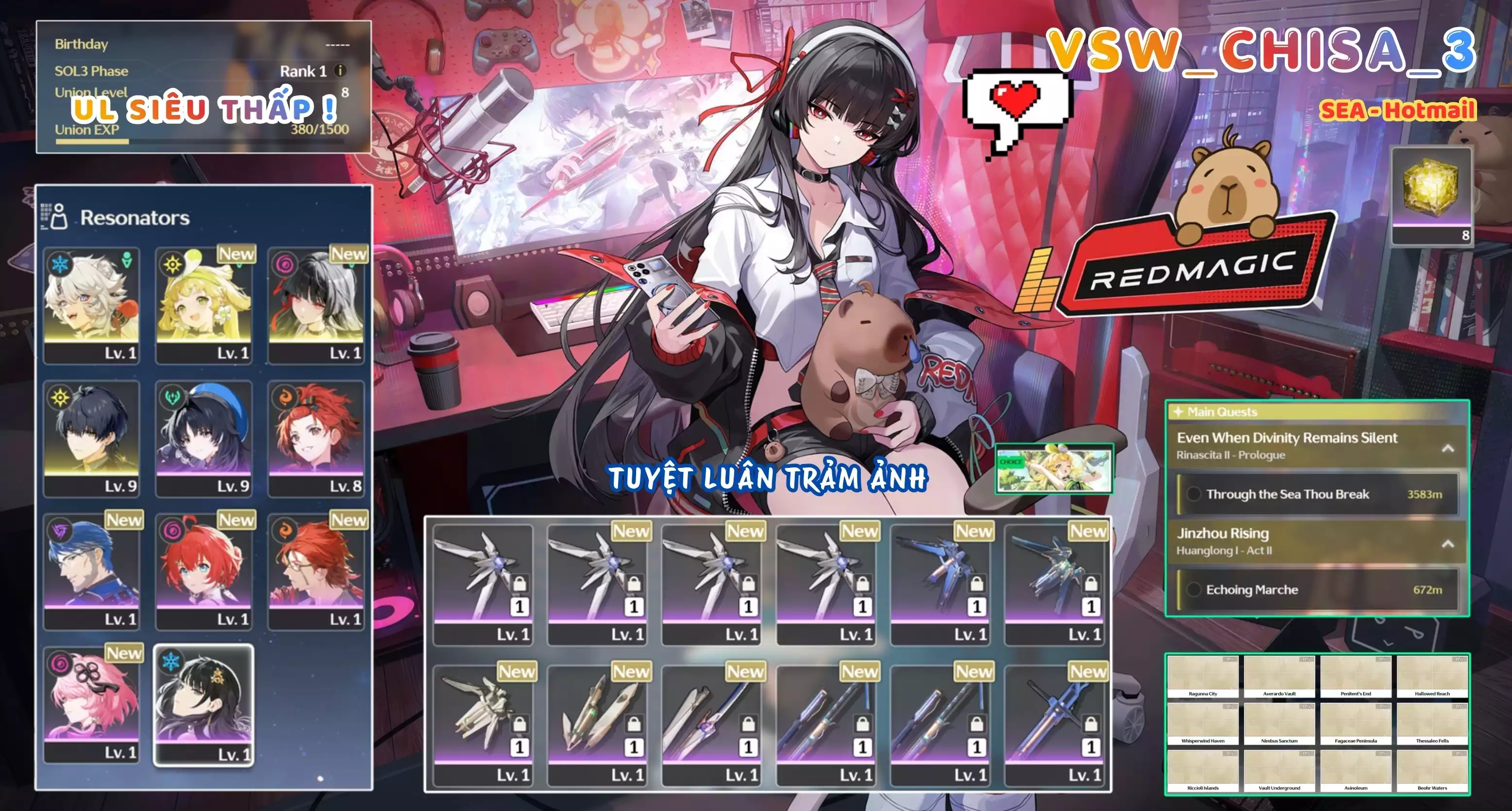 [ VSW_CHISA_3 SIÊU PHẨM TUYỆT LUÂN TRẢM ẢNH / MAIN NAM / UL 8 SIÊU THẤP! ] CHISA + VERINA + LINGYANG. ZIN BANNER 5* TỰ CHỌN. 8 NHỰA. ZIN NHIỀU QUEST / EVENT!!