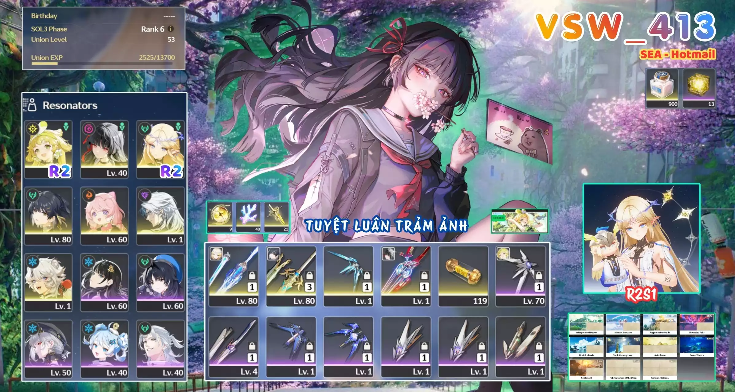 [ VSW_413 SIÊU PHẨM TUYỆT LUÂN TRẢM ẢNH / CHƯA SN! ] CARTETHYIA R2 TRẤN + CHISA TRẤN + VERINA R2 TRẤN + ENCORE + CALCHARO + LINGYANG -{ 9 VÉ LIMIT + 40 SAN HÔ + 21 VÉ TRẤN }- ZIN BANNER 5* TỰ CHỌN. CÒN NHIỀU QUEST / EVENT!!