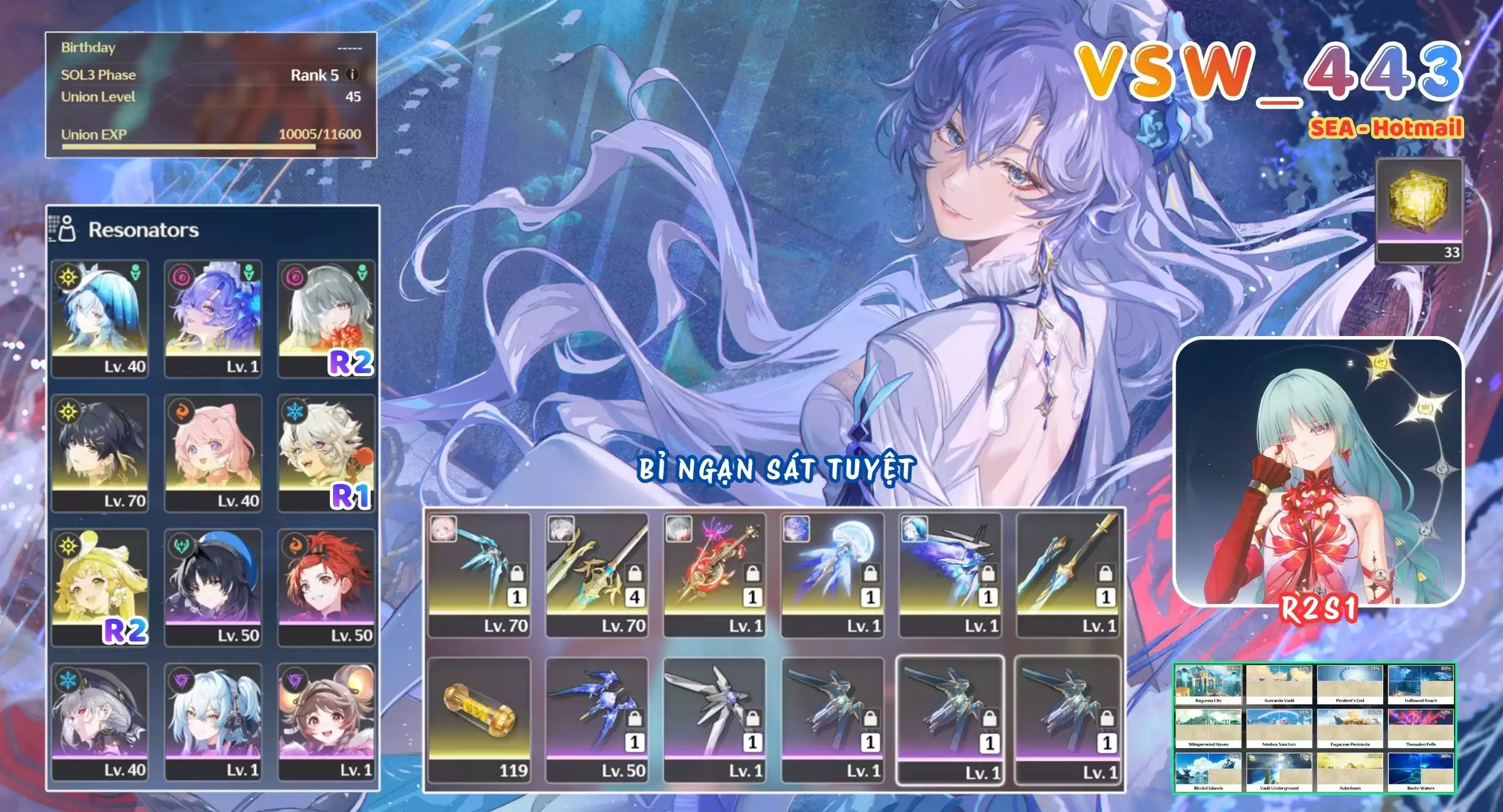 [ VSW_443 SIÊU PHẨM BỈ NGẠN SÁT TUYỆT / CHƯA SN! ] PHROLOVA R2 TRẤN + CANTARELLA TRẤN + SHOREKEEPER TRẤN + ENCORE + VERINA R2 + LINGYANG R1 + MAIN TRẤN. 33 NHỰA. CÒN NHIỀU QUEST / EVENT!