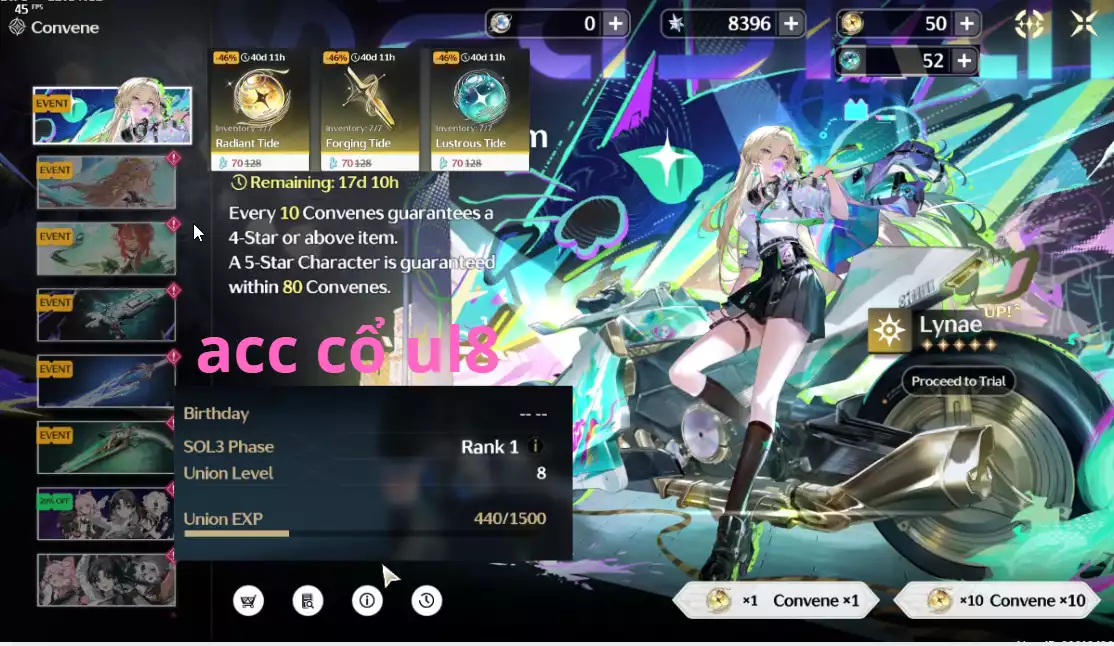 (SEA)UL8 ~9k Astrite ~50 rolls vàng 10 rolls vũ khí và 50 rolls thường