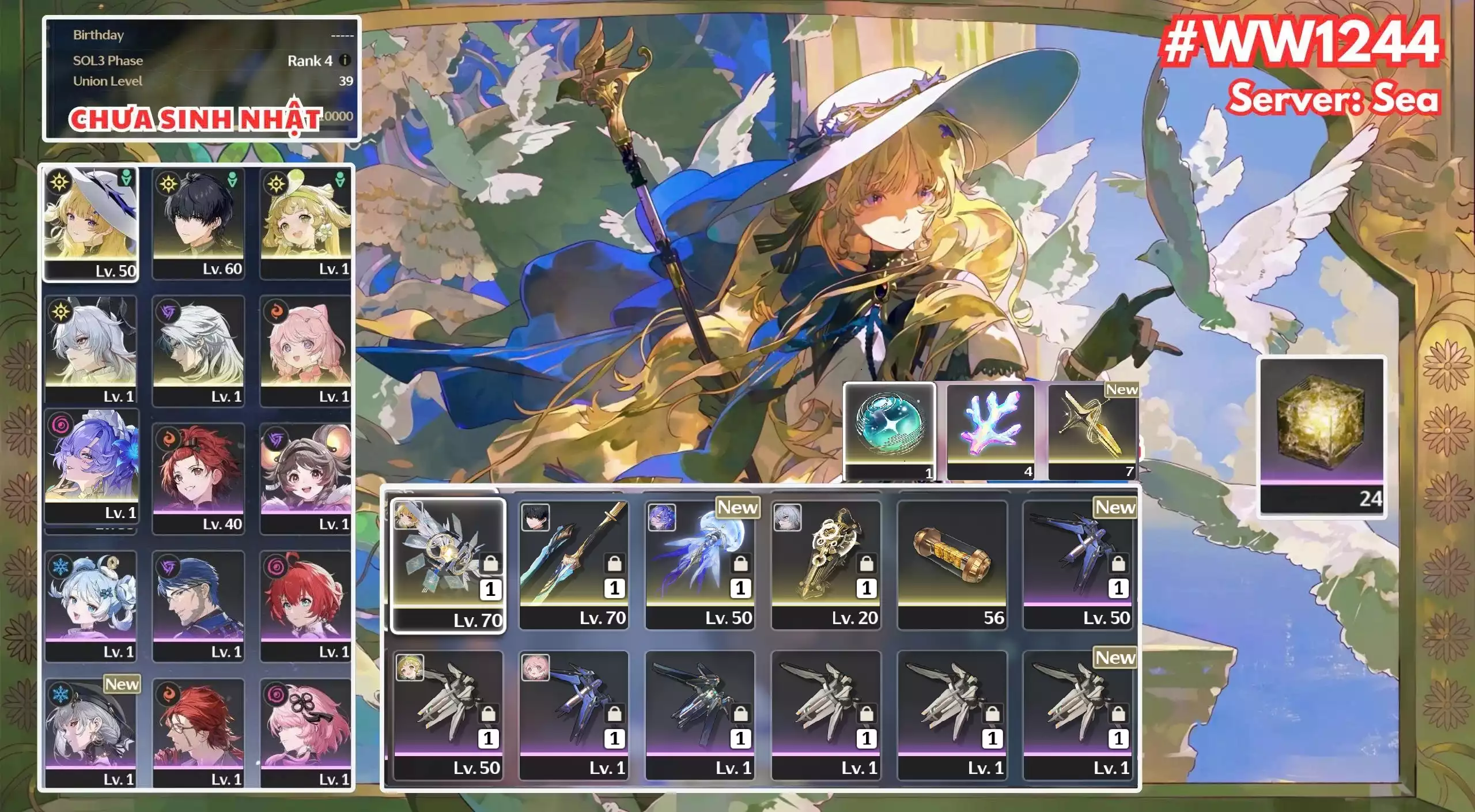 [ ACC VIP ] WW1244 Phoebe trấn + zani trấn + Cantarella Trấn + Bảo hiểm