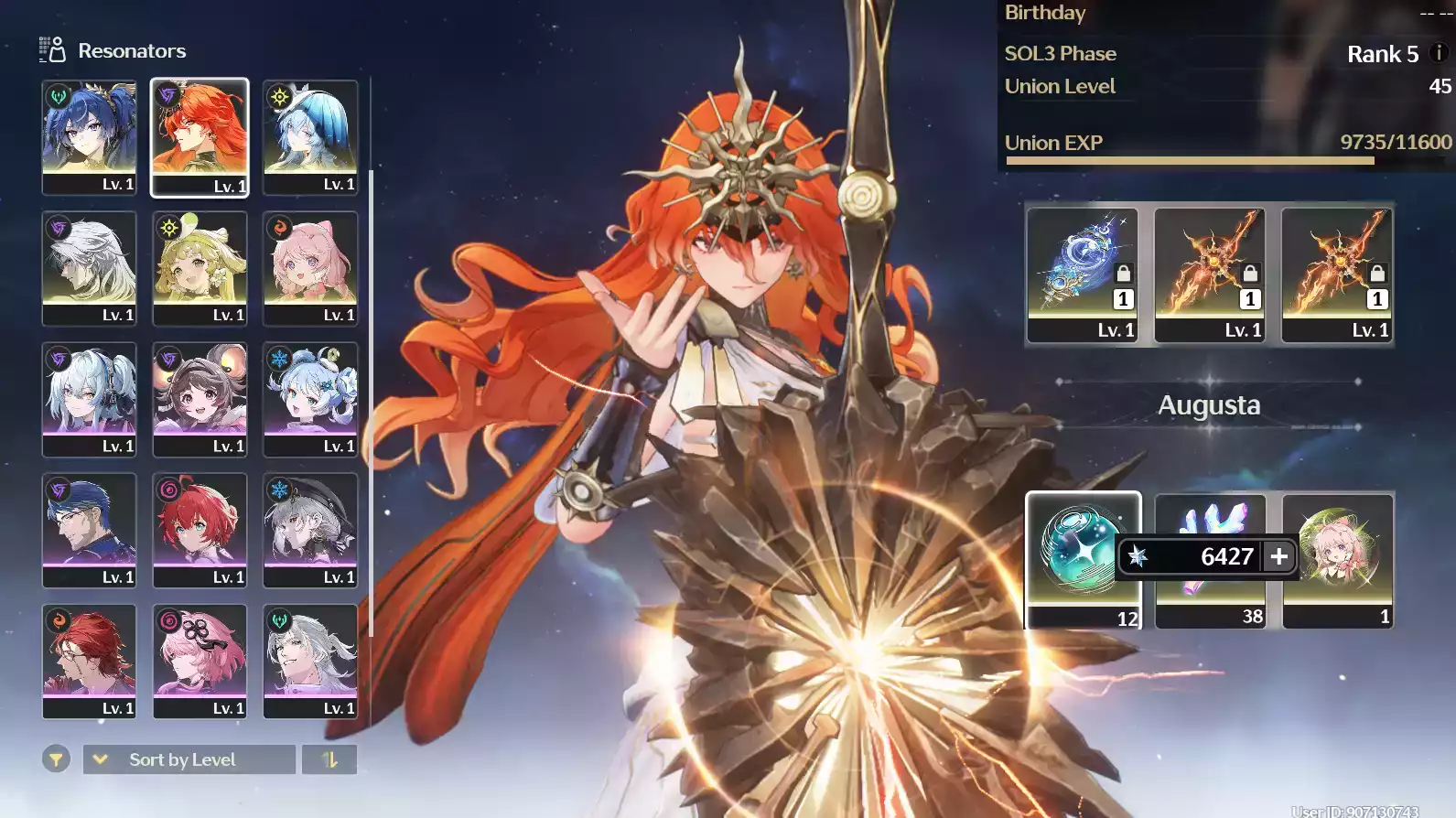 (SEA) UL45 Augusta Trấn + Iuno Trấn + Shorekeeper + 45 vé limit + Verina + Encore