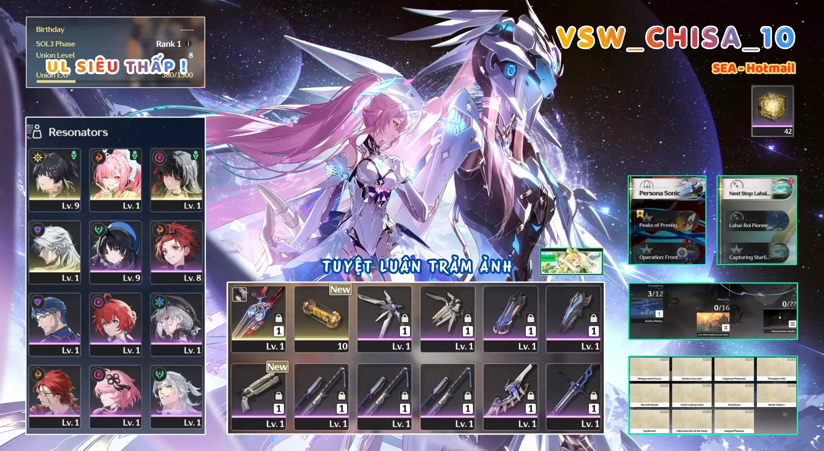 [ VSW_CHISA_10 SIÊU PHẨM TUYỆT LUÂN TRẢM ẢNH / UL 8 SIÊU THẤP! ] AEMEATH + CHISA TRẤN + 1~3 CHAR 5* THƯỜNG. ZIN BANNER 5* TỰ CHỌN. 3x ~ 4x NHỰA. ZIN NHIỀU QUEST / EVENT!!