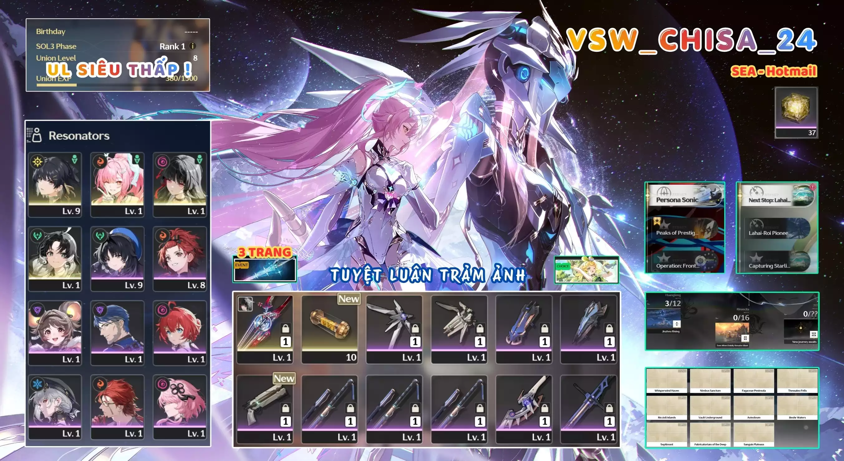 [ VSW_CHISA_24 SIÊU PHẨM TUYỆT LUÂN TRẢM ẢNH / UL 8 SIÊU THẤP! ] AEMEATH + CHISA TRẤN + 1~3 CHAR 5* THƯỜNG. 3 TRANG BANNER TRẤN. ZIN BANNER 5* TỰ CHỌN. 3x ~ 4x NHỰA. ZIN NHIỀU QUEST / EVENT!!