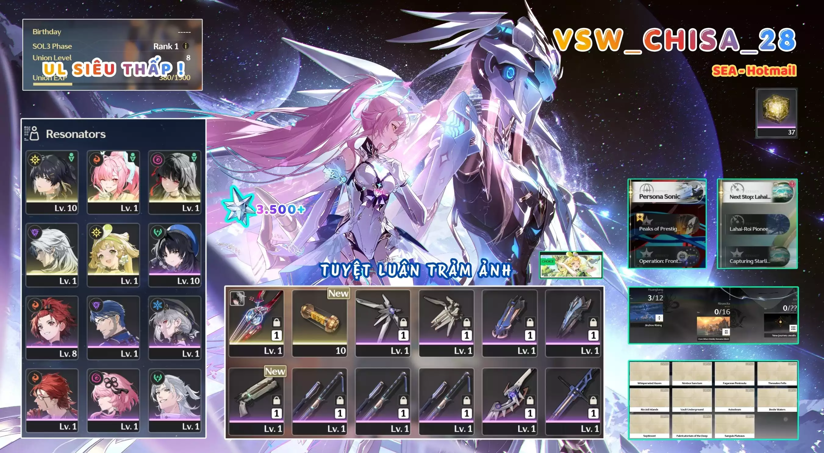 [ VSW_CHISA_28 SIÊU PHẨM TUYỆT LUÂN TRẢM ẢNH / UL 8 SIÊU THẤP! ] AEMEATH + CHISA TRẤN + 1~3 CHAR 5* THƯỜNG -{ 3.500 ASTRITE }- ZIN BANNER 5* TỰ CHỌN. 3x ~ 4x NHỰA. ZIN NHIỀU QUEST / EVENT!!