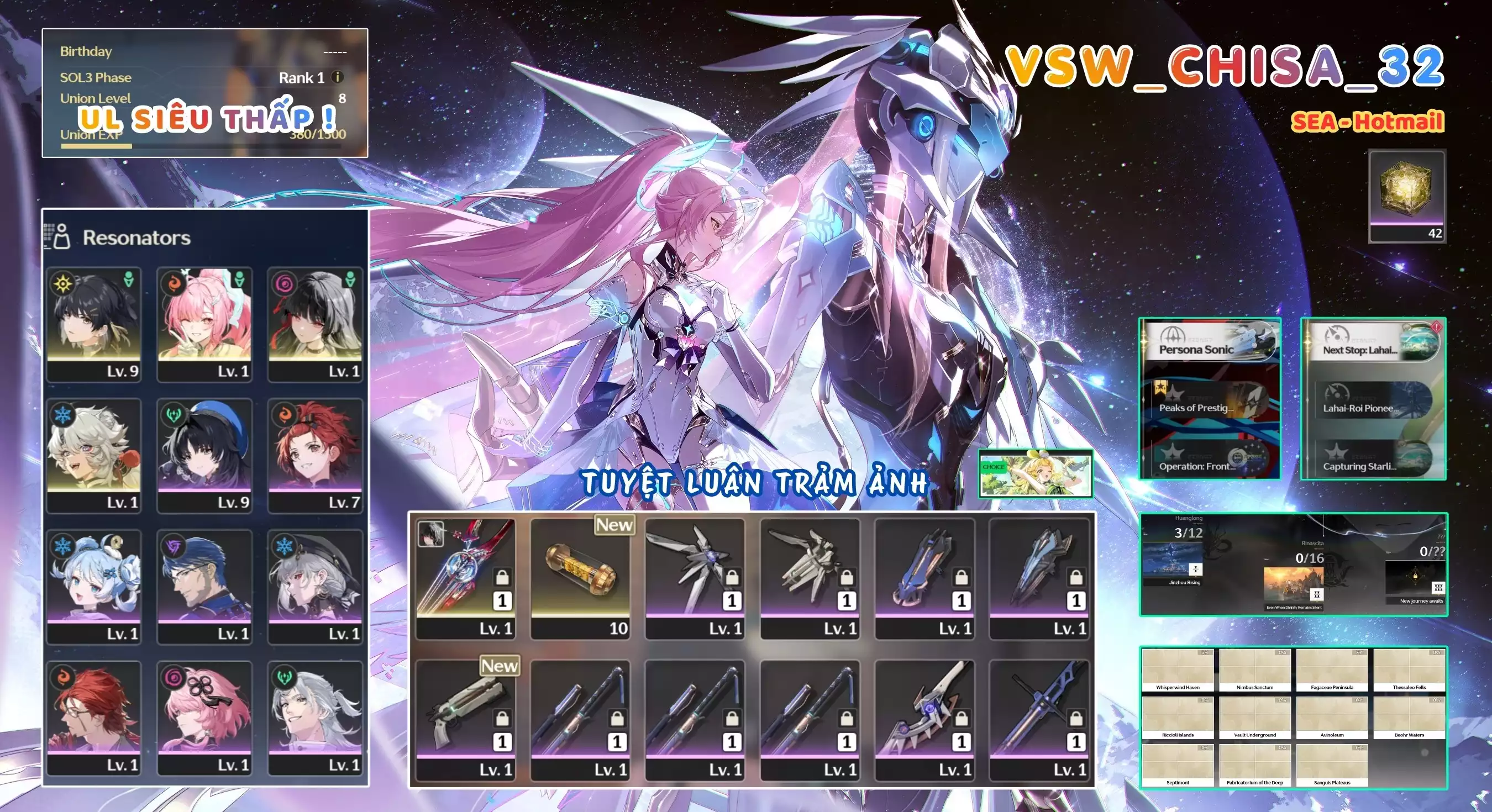 [ VSW_CHISA_32 SIÊU PHẨM TUYỆT LUÂN TRẢM ẢNH / UL 8 SIÊU THẤP! ] AEMEATH + CHISA TRẤN + 1~3 CHAR 5* THƯỜNG. ZIN BANNER 5* TỰ CHỌN. 3x ~ 4x NHỰA. ZIN NHIỀU QUEST / EVENT!!