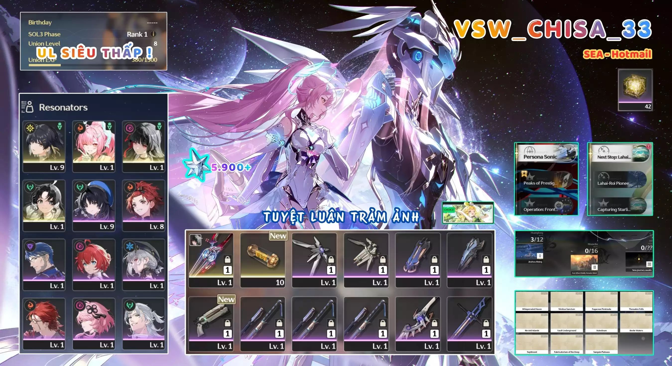 [ VSW_CHISA_33 SIÊU PHẨM TUYỆT LUÂN TRẢM ẢNH / UL 8 SIÊU THẤP! ] AEMEATH + CHISA TRẤN + 1~3 CHAR 5* THƯỜNG -{ 5.900 ASTRITE }- ZIN BANNER 5* TỰ CHỌN. 3x ~ 4x NHỰA. ZIN NHIỀU QUEST / EVENT!!