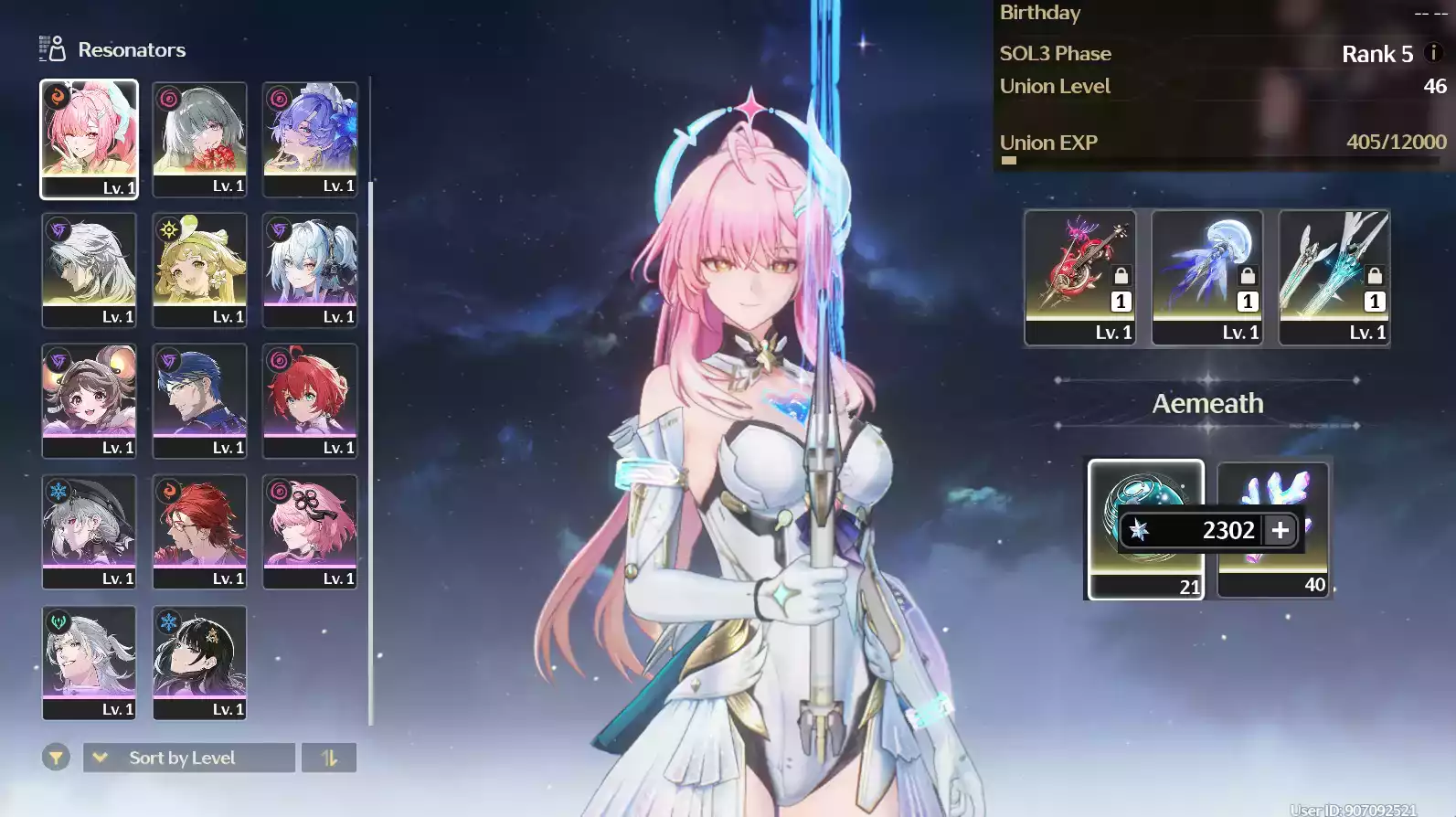 (SEA) UL45 Aemeath Trấn + Phrolova Trấn + Cantarella Trấn + 20 vé Limit + Verina RC2