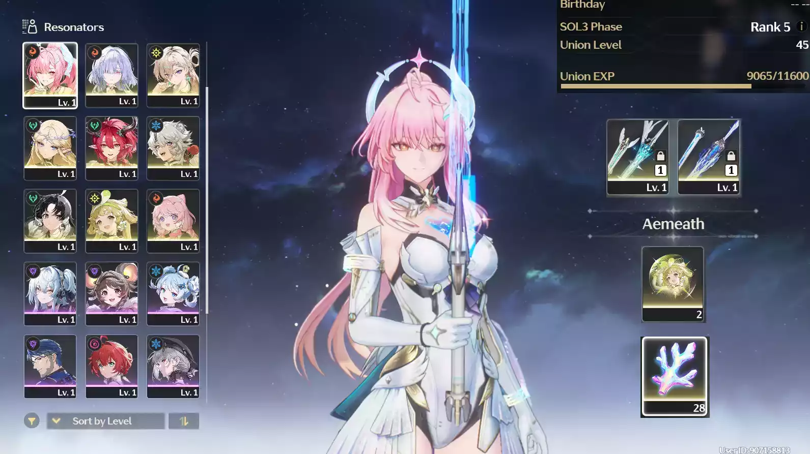 (SEA) UL45 Aemeath Trấn + Lynae + Mornye +  Cartethyia Trấn + Ciaccona + Verina + Encore