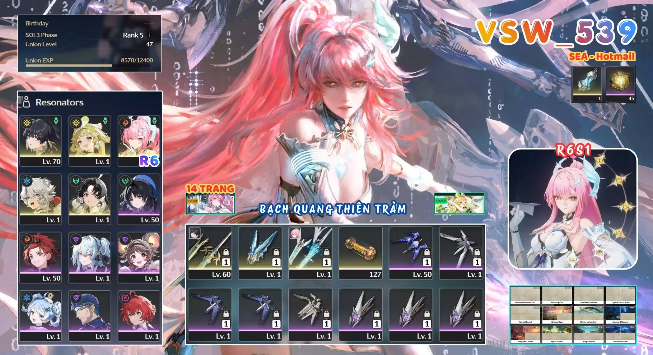 [ VSW_539 SIÊU PHẨM BẠCH QUANG THIÊN TRẢM / CHƯA SN! ] AEMEATH R6 TRẤN + VERINA + JIANXIN + LINGYANG. 14 TRANG BANNER LIMIT. 45 NHỰA. ZIN BANNER 5* TỰ CHỌN. CÒN NHIỀU QUEST / EVENT!