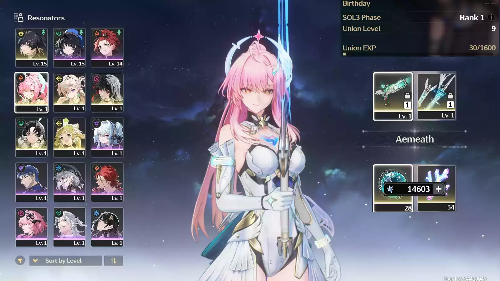 (SEA) UL8 Aemeath Trấn + Lynae Trấn + Chisa + 100 vé limit + Verina