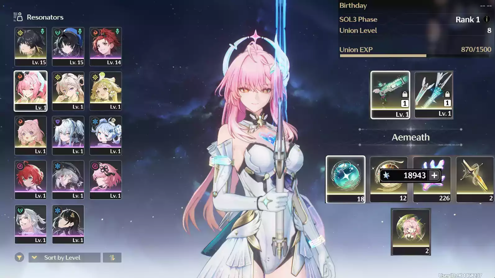 (SEA) UL8 Aemeath Trấn + Lynae Trấn + 150 vé limit + Verina + Encore