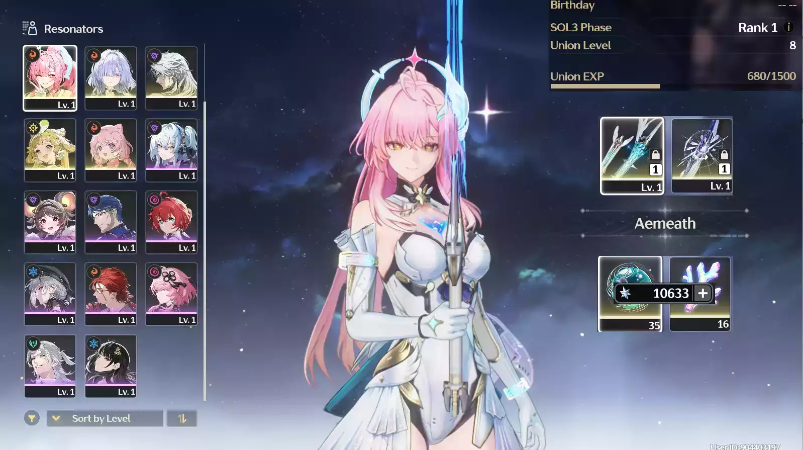 (SEA) UL8 Aemeath Trấn + Mornye Trấn + 70 vé limit + Verina + Encore