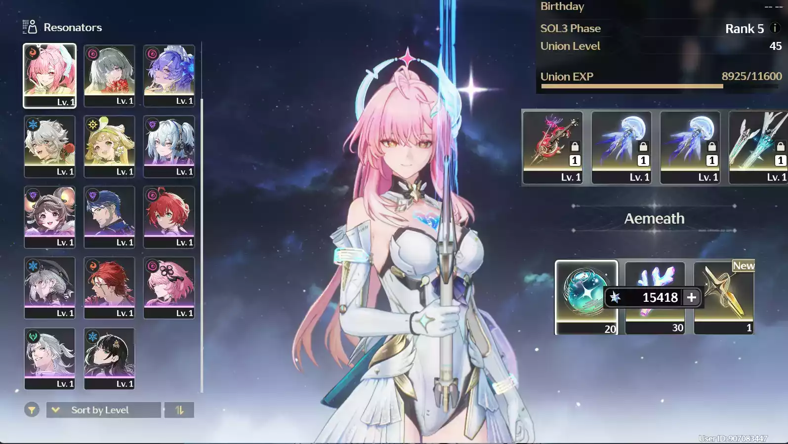 (SEA) UL45 Aemeath Trấn + Phrolova Trấn + Cantarella Trấn + 100 vé limit + Verina