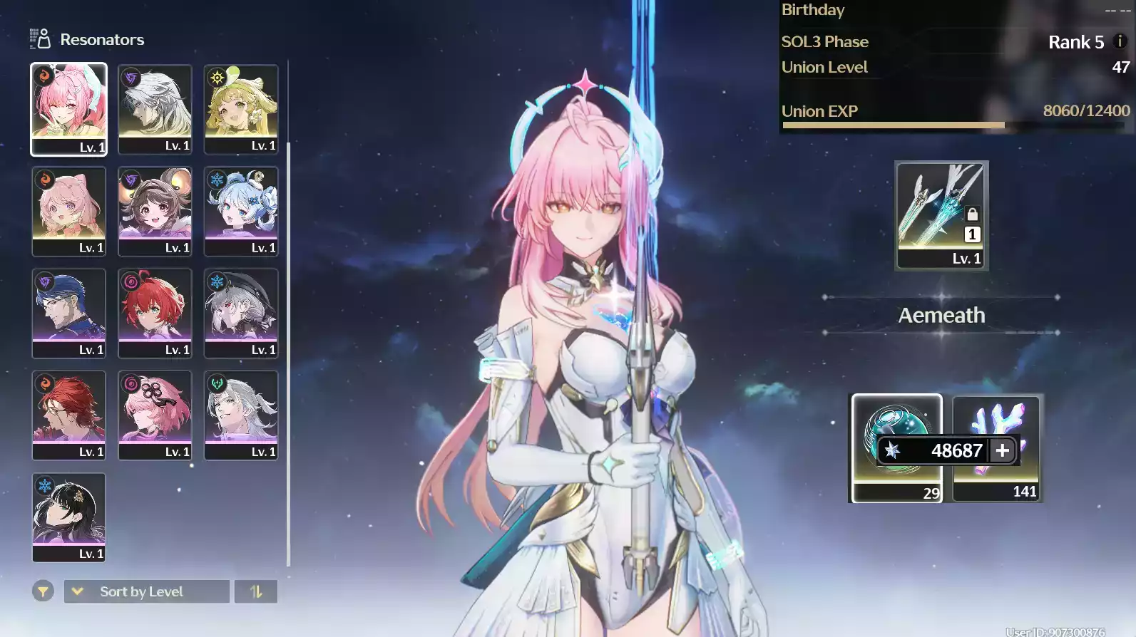 (SEA) UL50 Aemeath Trấn + 300 vé limit + 141 san hô + Verina + Encore